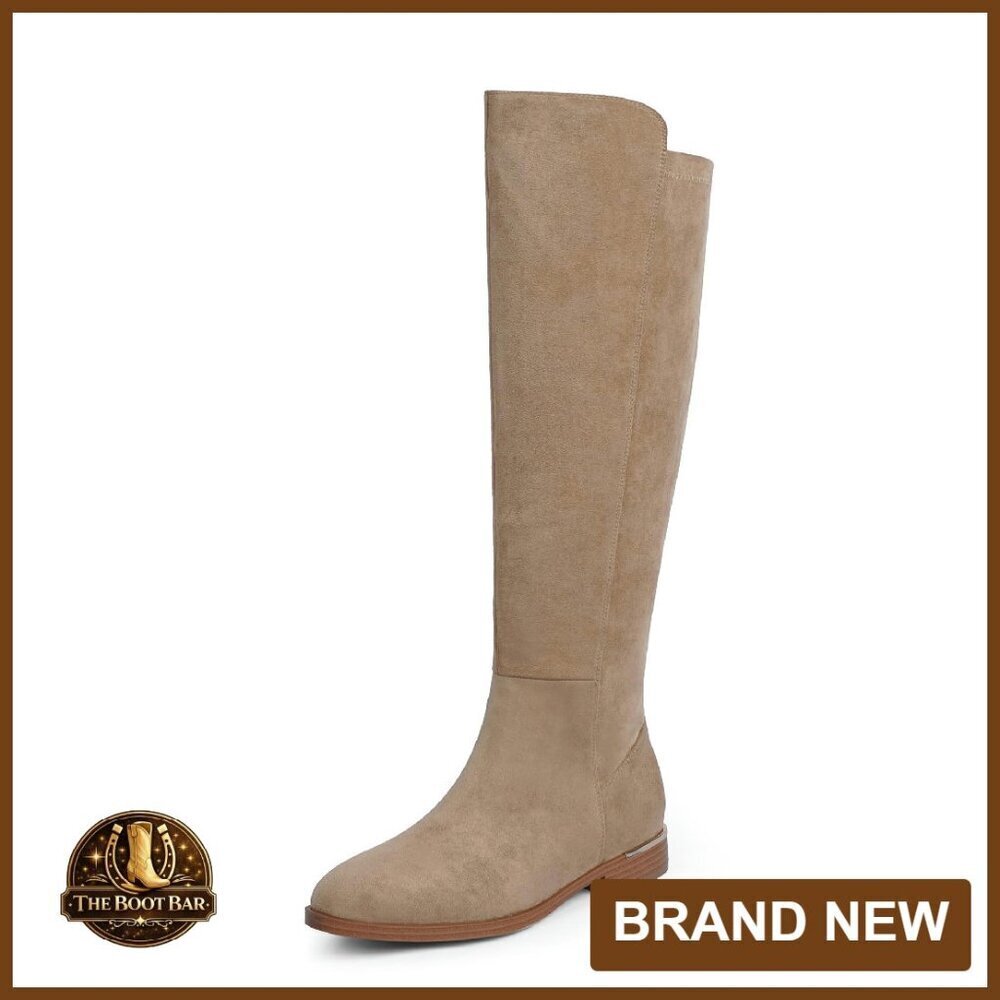 Knee High Flat Boots Women's PU Leather Stretchy Side Zipper Classic